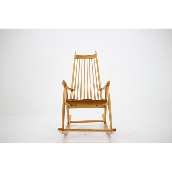Image 1 of Chaise à bascule vintage en bois, Tchécoslovaquie 1960