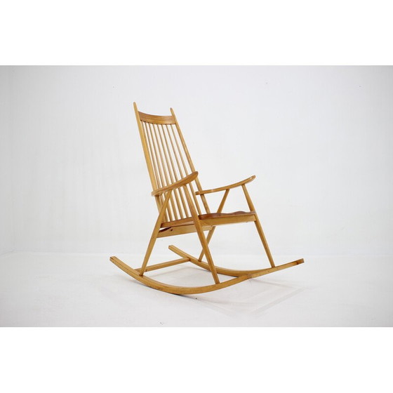 Image 1 of Chaise à bascule vintage en bois, Tchécoslovaquie 1960