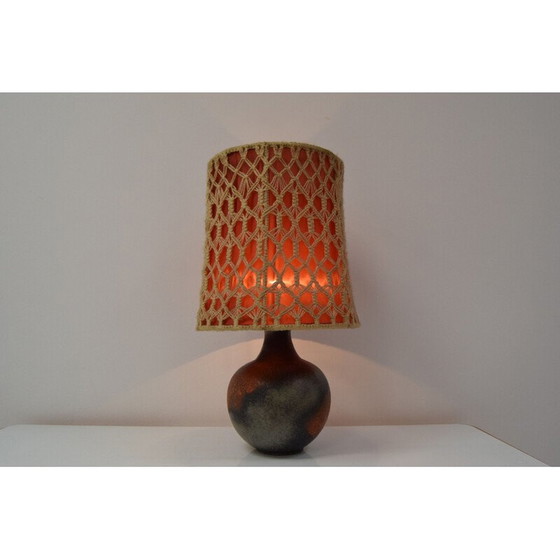 Image 1 of Lampe vintage en tissu et céramique, Tchécoslovaquie 1970