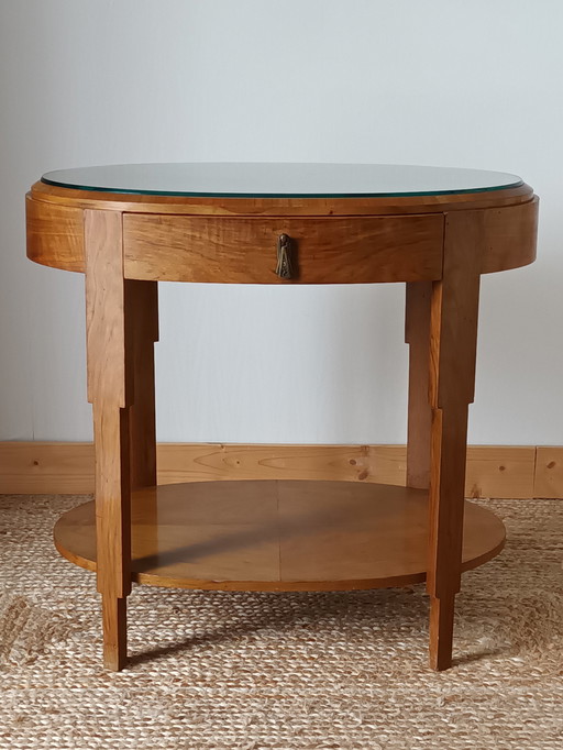 Table Guéridon Art Déco En Noyer