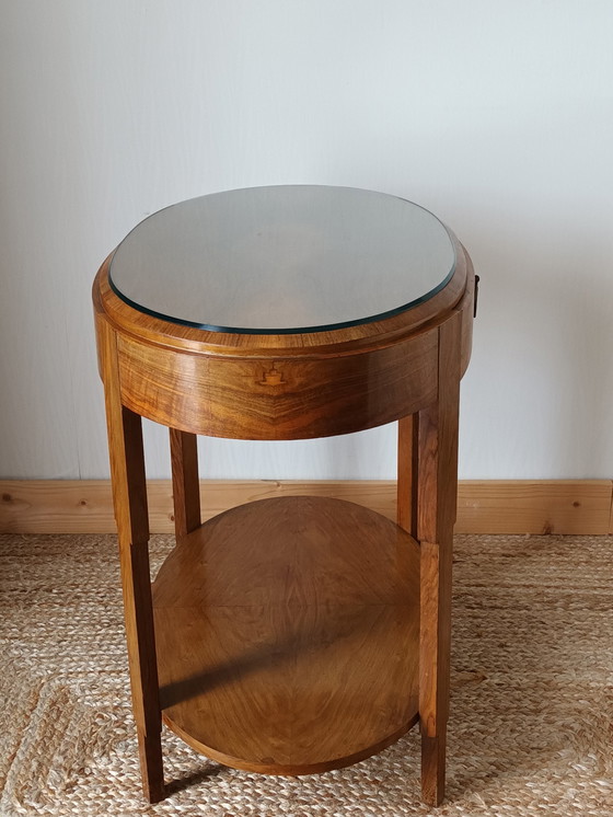 Image 1 of Table Guéridon Art Déco En Noyer