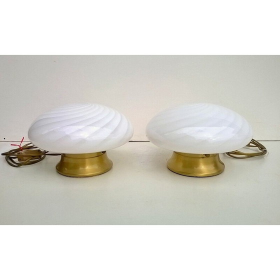 Image 1 of Lampes de table vintage en verre Murano Venezia, ensemble de deux 1960