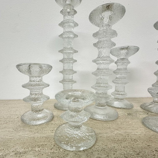 Set de 7 chandeliers vintage par Timo Sarpaneva pour IIttala, Finlande 1970