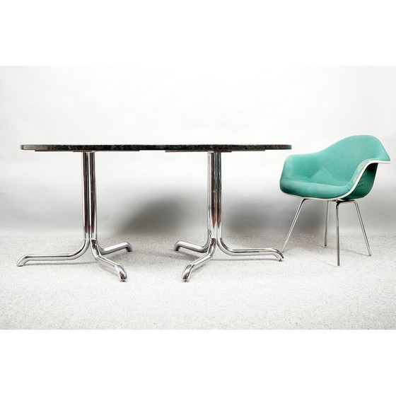 Image 1 of Table de salle à manger vintage en marbre noir, Italie 1969