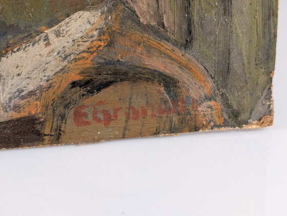 Image 1 of Huile sur panneau d'Einar Granum, Norvège, années 1950