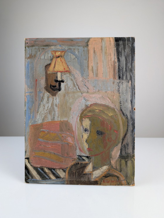 Image 1 of Huile sur panneau d'Einar Granum, Norvège, années 1950