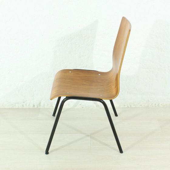 Image 1 of Chaise de bureau vintage en teck et métal empilable