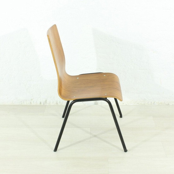 Image 1 of Chaise de bureau vintage en teck et métal empilable