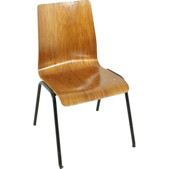 Image 1 of Chaise de bureau vintage en teck et métal empilable