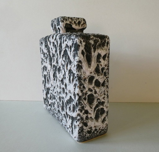 Vase Solifleur De Scheurich, Fat Lava En Noir et Blanc, Années 1950-1960