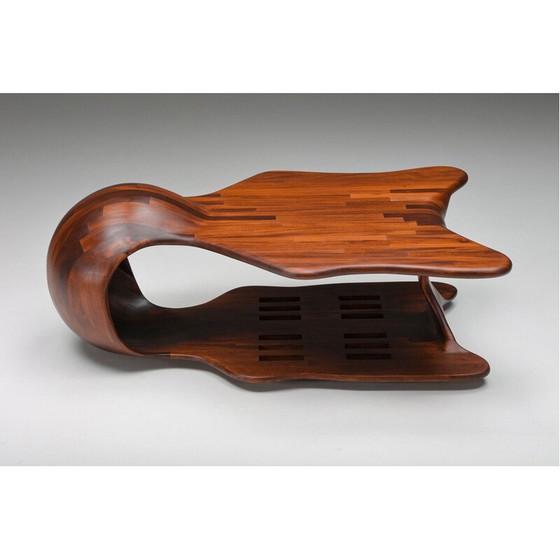 Image 1 of Table basse vintage à deux niveaux en bois foncé par Studio Craft, Amerique 1970