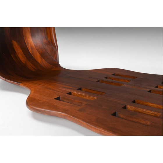 Image 1 of Table basse vintage à deux niveaux en bois foncé par Studio Craft, Amerique 1970