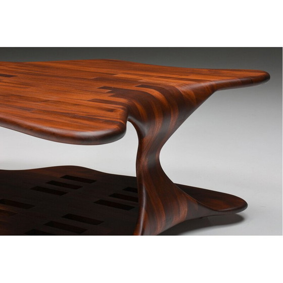 Image 1 of Table basse vintage à deux niveaux en bois foncé par Studio Craft, Amerique 1970