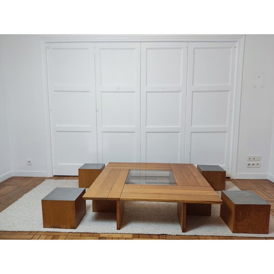 Image 1 of Table basse vintage avec 4 sièges cubiques par Tecno, 1970