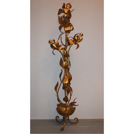 Image 1 of Lampadaire vintage en forme d'arbre plaqué or par Hans Kögl, 1970