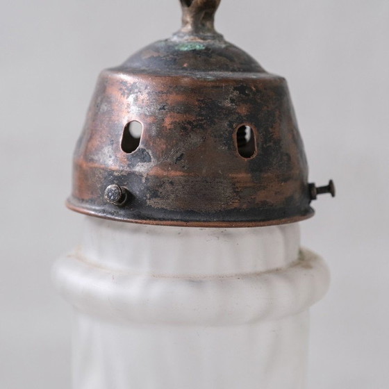 Image 1 of Lampe suspendue vintage "Cloudy" en verre opaque, France 1960