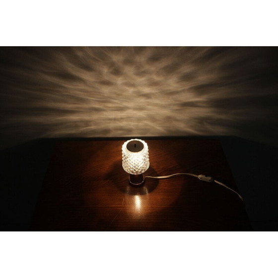 Image 1 of Lampe de table vintage en laiton et verre, Tchécoslovaquie 1970