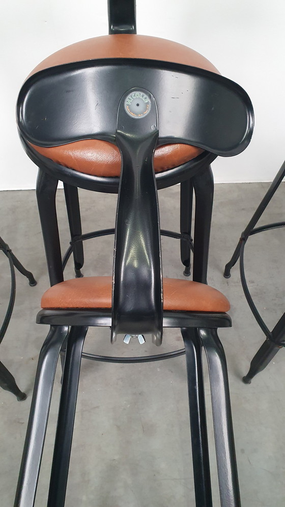 Image 1 of 6X Chaise Nicolle Français Industriel Métallique Design Tabouret de Bar