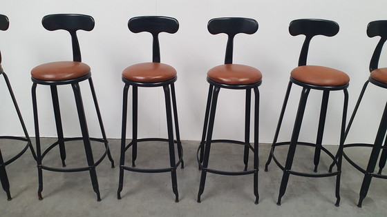 Image 1 of 6X Chaise Nicolle Français Industriel Métallique Design Tabouret de Bar