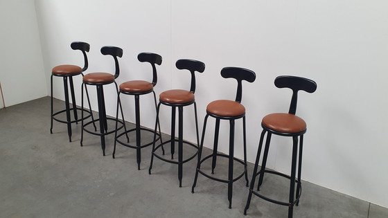 Image 1 of 6X Chaise Nicolle Français Industriel Métallique Design Tabouret de Bar