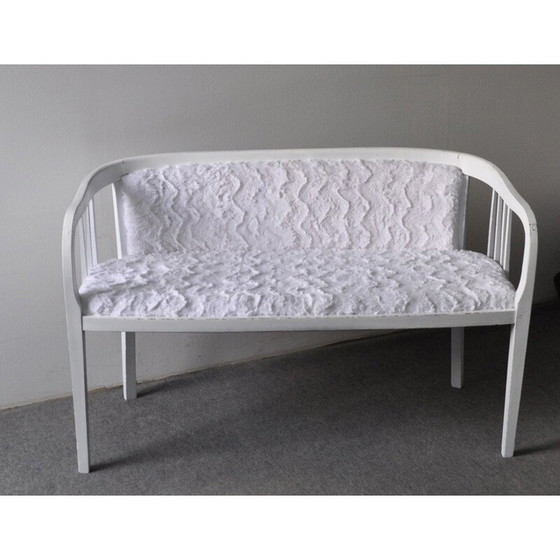 Image 1 of Canapé vintage en bois et fourrure synthétique, 1930