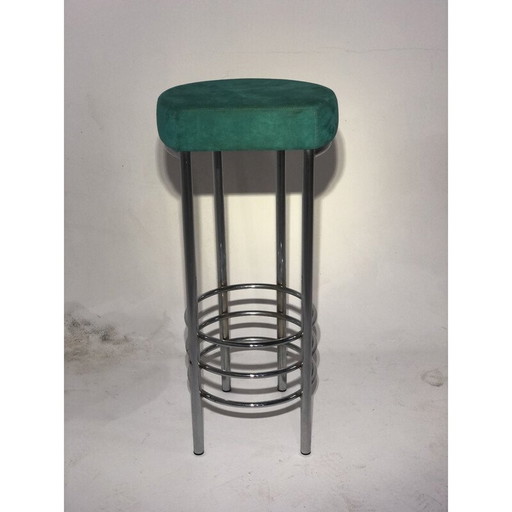 Tabouret vintage en tissu 1990