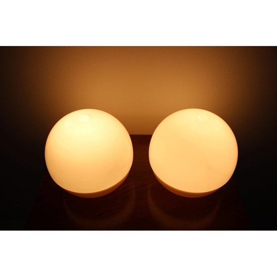 Image 1 of Paire de lampes de table vintage en verre, Tchécoslovaquie 1970