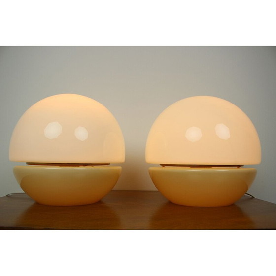 Image 1 of Paire de lampes de table vintage en verre, Tchécoslovaquie 1970