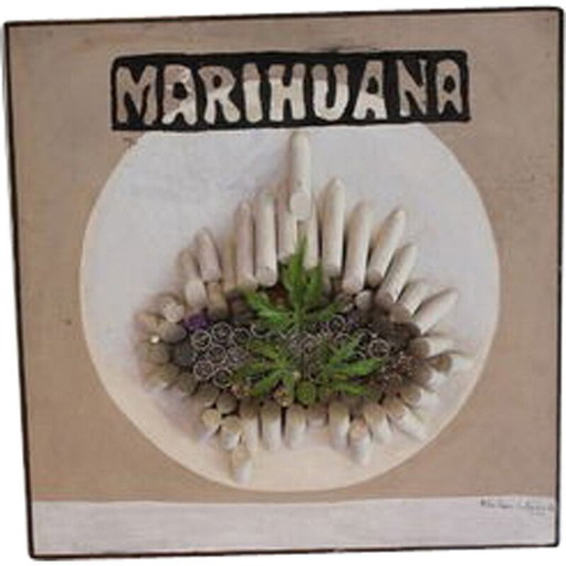 Peinture vintage pop art mixed media de Pietro Psaier, années 1960