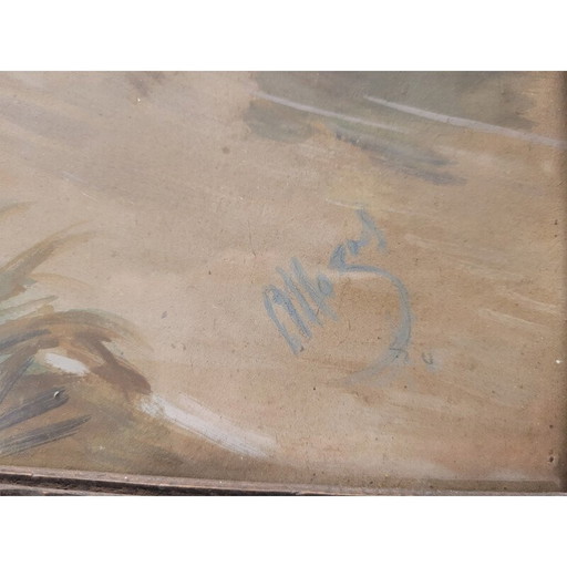 Peinture vintage "Día de caza" de Pedro Mozos