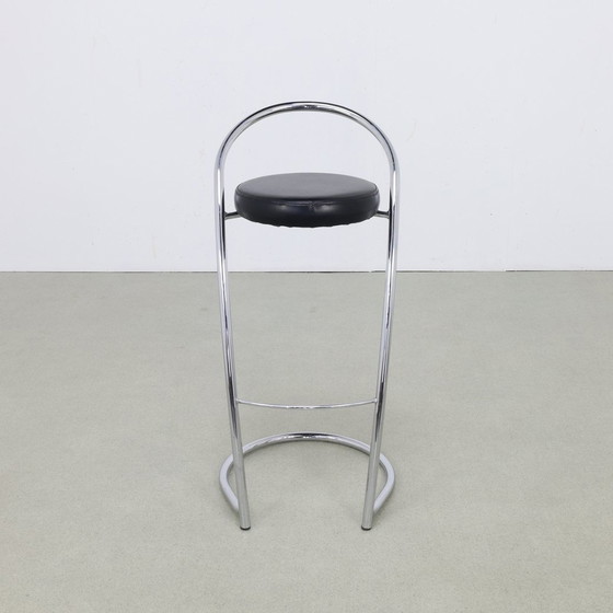 Image 1 of 4X Tabouret de bar chromé, Italie des années 1980