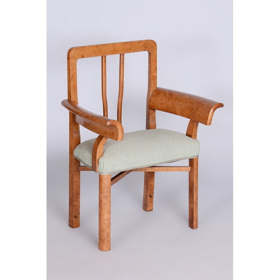 Image 1 of Ensemble de 3 fauteuils Art Déco vintage en placage de hêtre, Tchécoslovaquie 1930