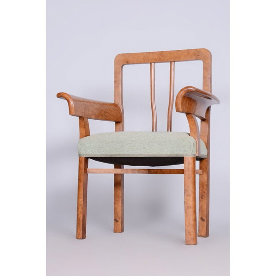 Image 1 of Ensemble de 3 fauteuils Art Déco vintage en placage de hêtre, Tchécoslovaquie 1930