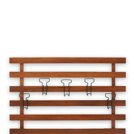 Image 1 of Cintre vintage en bois massif et métal avec crochets réglables, Italie 1960