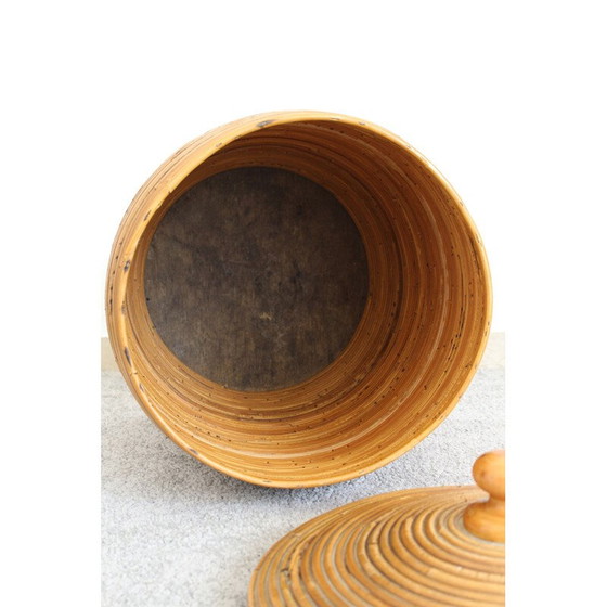 Image 1 of Panier cylindrique vintage en osier, Italie 1970