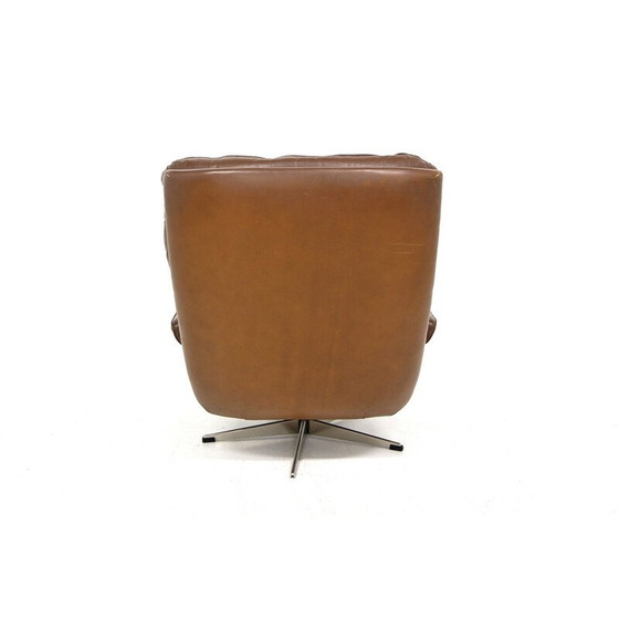 Image 1 of Fauteuil rotatif scandinave en cuir, Suède 1970
