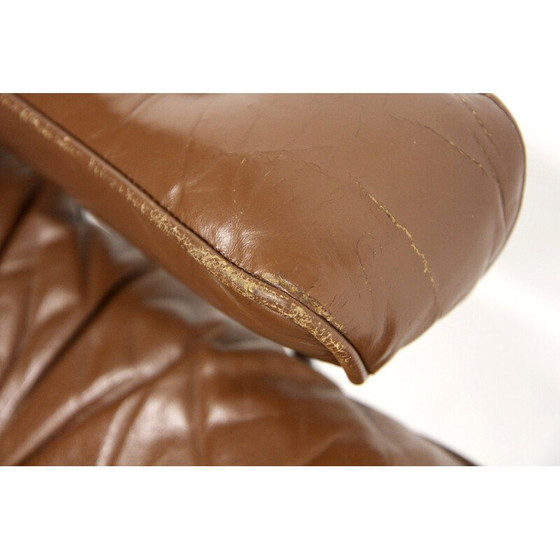 Image 1 of Fauteuil rotatif scandinave en cuir, Suède 1970