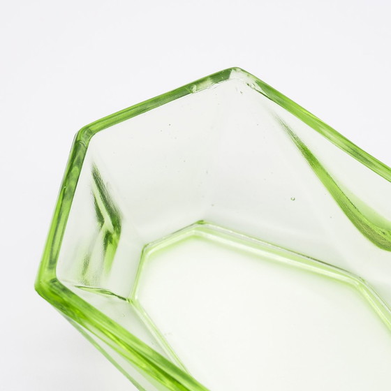 Image 1 of Art Déco Crystal Uranium Glass Toiletry Parfum Flacon & Lid-Box Set Antique Chic