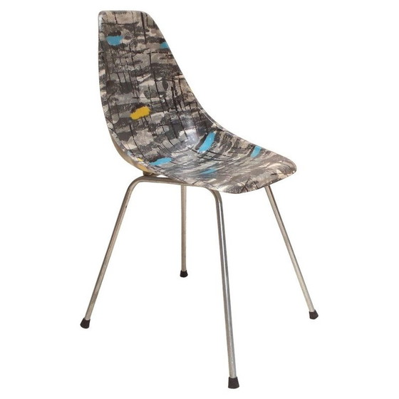 Image 1 of Ensemble de 6 chaises de salle à manger vintage en résine polyester renforcée de fibre de verre, 1950