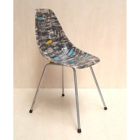 Image 1 of Ensemble de 6 chaises de salle à manger vintage en résine polyester renforcée de fibre de verre, 1950