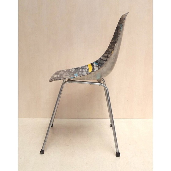 Image 1 of Ensemble de 6 chaises de salle à manger vintage en résine polyester renforcée de fibre de verre, 1950