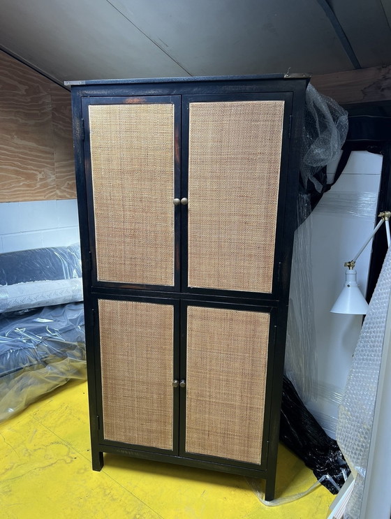 Image 1 of Maisons Du Monde Armoire en bois noir avec rotin