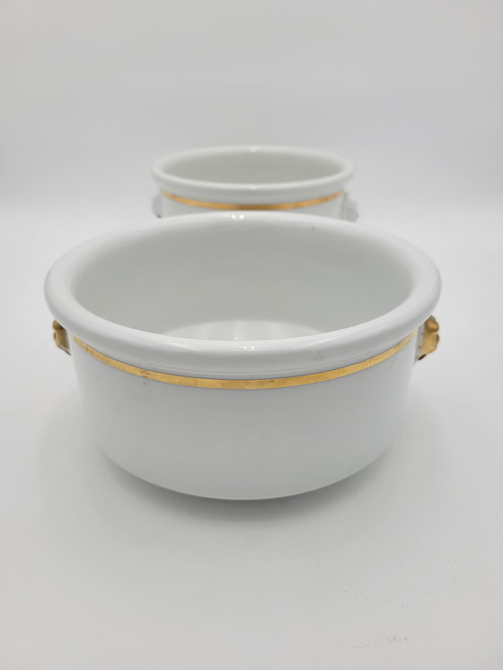 Image 1 of Paire De Pots En Porcelaine Pillivuyt Décoré Par Monik Shmeltz