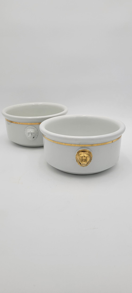 Image 1 of Paire De Pots En Porcelaine Pillivuyt Décoré Par Monik Shmeltz