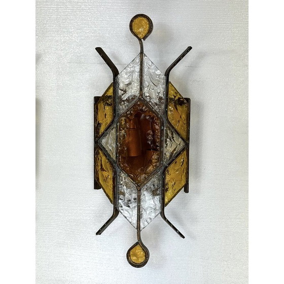 Image 1 of Paire d'appliques en verre de Murano et métal pour Poliarte, Italie 1970