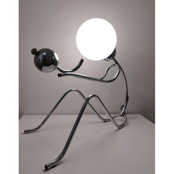 Image 1 of Lampe de table vintage britannique en métal chromé, années 1980