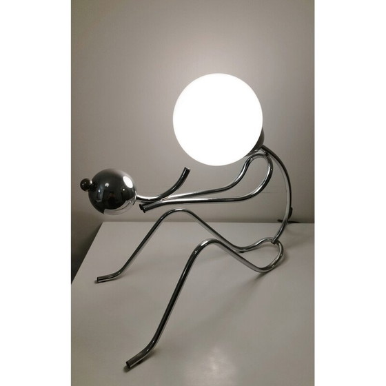 Image 1 of Lampe de table vintage britannique en métal chromé, années 1980