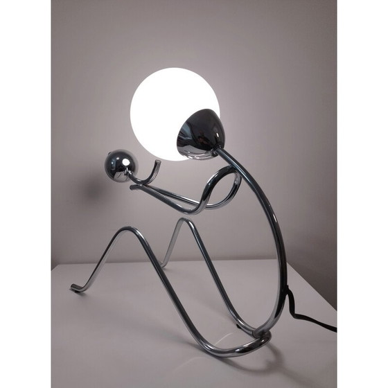 Image 1 of Lampe de table vintage britannique en métal chromé, années 1980