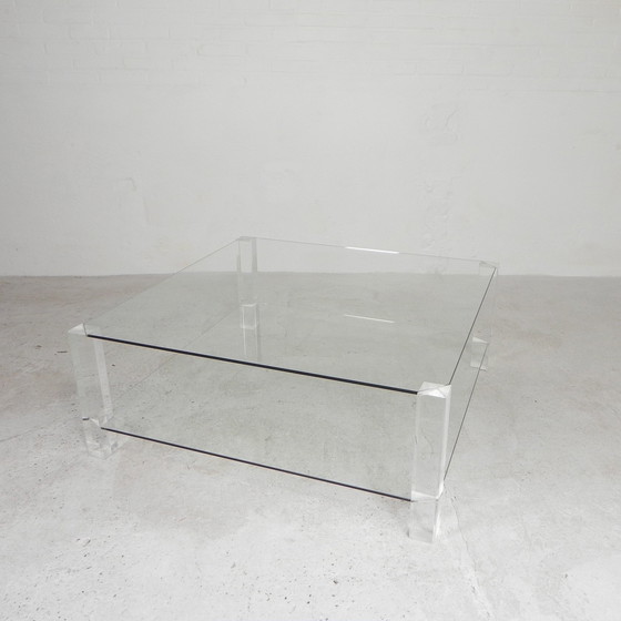 Image 1 of Table en verre avec pieds en acrylique, Bor Design, années 1990
