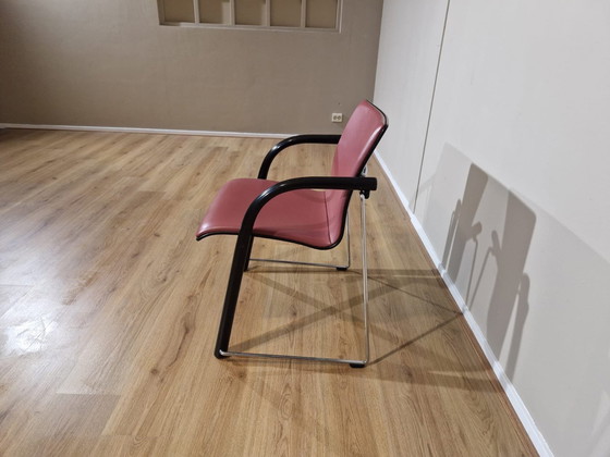 Image 1 of 6X Chaises Thonet A320 Design Vintage Bois Cuir Noir Rose